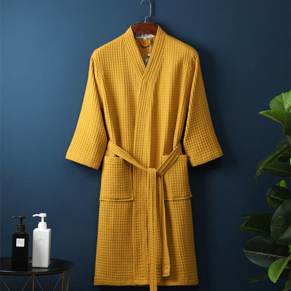 Simple Solid Color Cotton V-neck Bathrobe