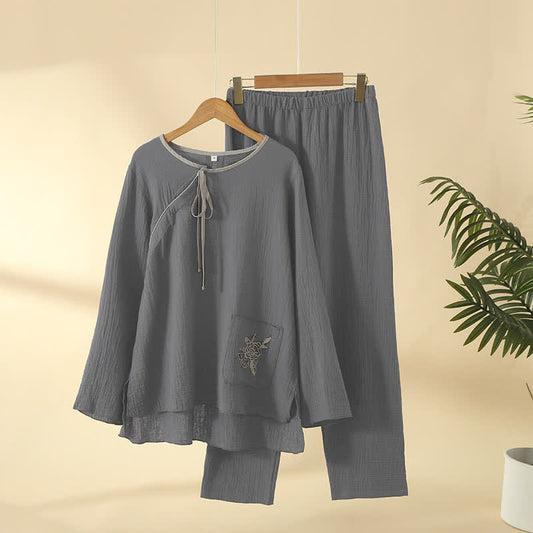Minimalist Solid Color Cotton Pajama Set