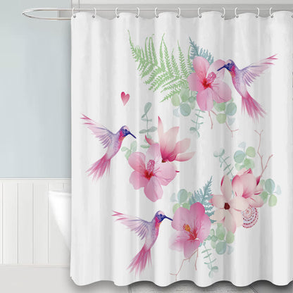 Pastoral Bird & Flower Water-proof Shower Curtain
