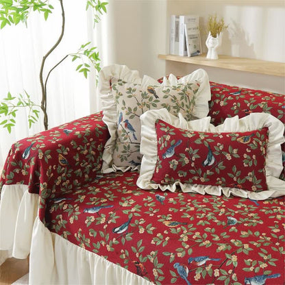 Rural Style Bird & Floral Soft Sofa Cover