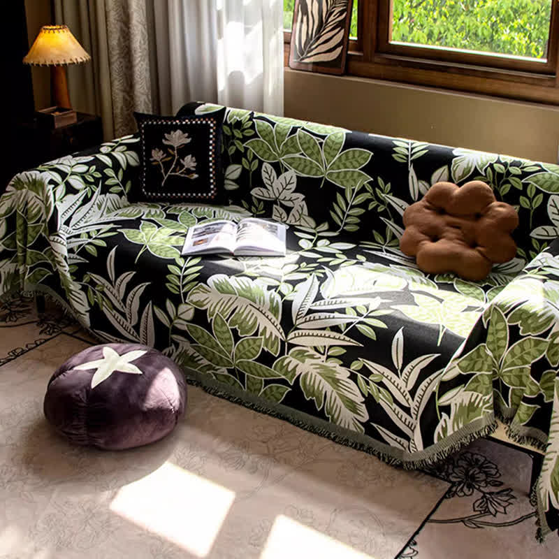 Vintage Rainforest Chenille Tassel Sofa Cover