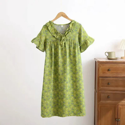 Pure Cotton Fresh Leaf Soft Nightgown