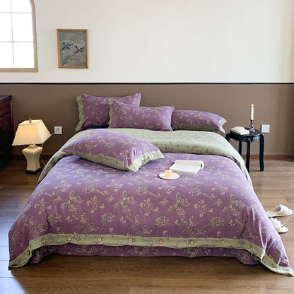 Elegant Butterfly Button Cotton Bedding Set(4PCS)