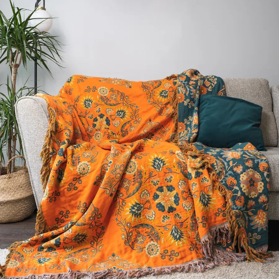 Ownkoti Vintage Throw Blanket Flower Sofa Cover