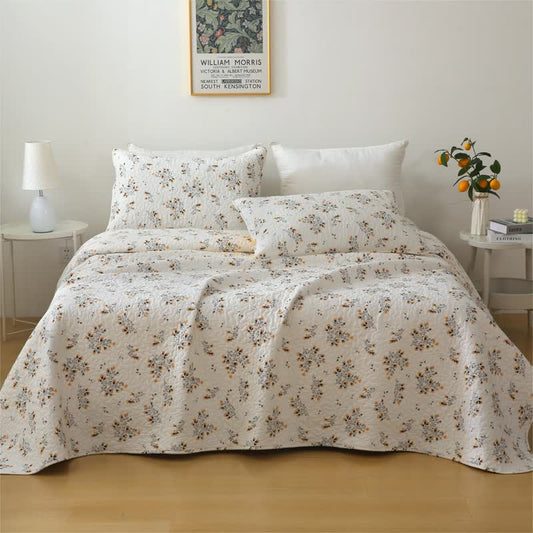 Rustic Floral Pure Cotton Quilted Bedding