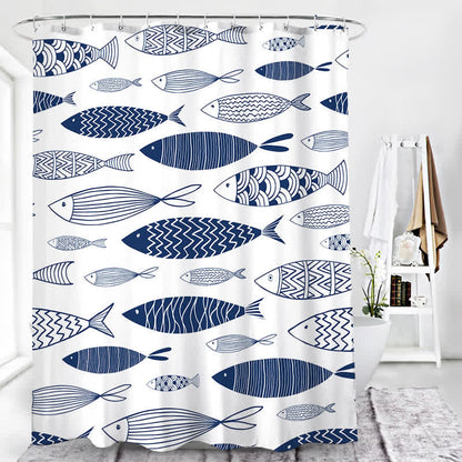 Cute Fish Waterproof Shower Curtain