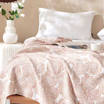 Rose Print Cotton Gauze Soft Summer Quilt