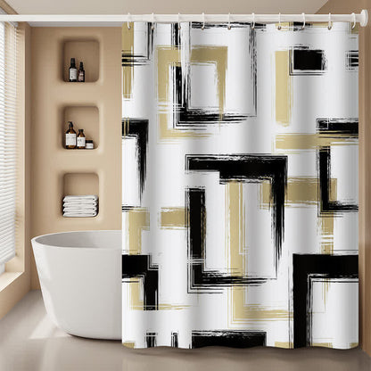 Abstract Geometric Lines Waterproof Shower Curtain