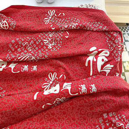 Cotton Gauze Oriental Fu Towel Quilt