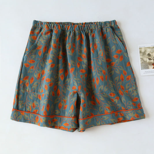 Yarn-dyed Jacquard Cotton Gauze Pajama Shorts