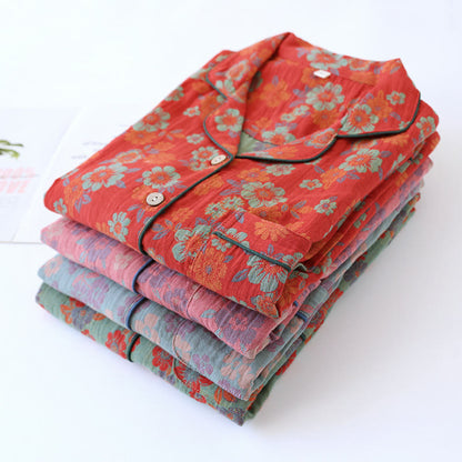 Double Layer Gauze Yarn-dyed Cotton Nightwear Set