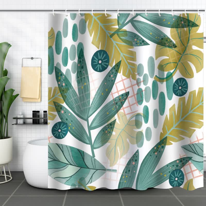 Abstract Leaves Waterproof Shower Curtain