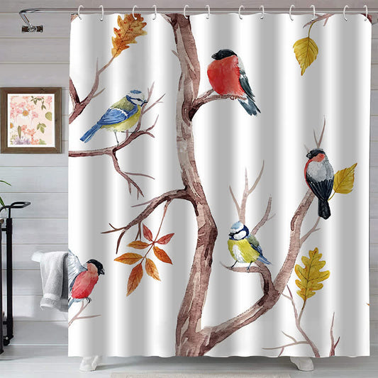 Natural Style Bird & Tree Branches Shower Curtain