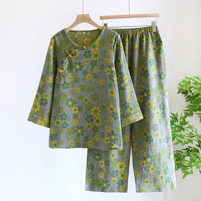 Yarn-dyed Pure Cotton Floral Nightwear Set