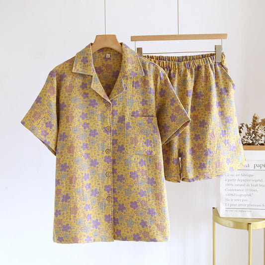 Pure Cotton Floral Button-down Pajama Set