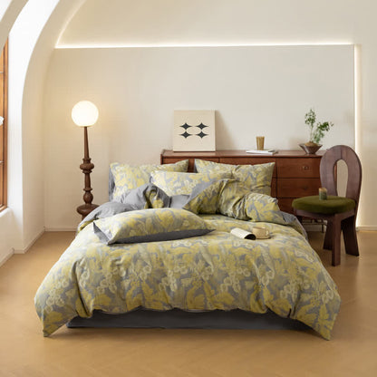 Pure Cotton Jacquard Retro Floral Bedding Set (4PCS)