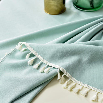 Christmas Round Tablecloth Washable Table Cover with Tassel