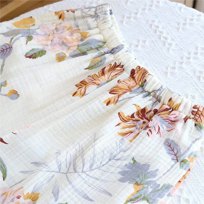 Cotton Gauze Long Sleeves Pastoral Pajama Set