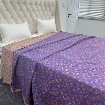 Organic Pure Cotton Reversible Floral Quilt