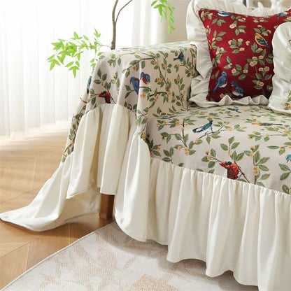 Rural Style Bird & Floral Soft Sofa Cover