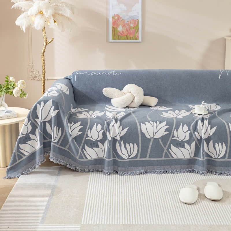 Pastoral Lotus Double-sided Sofa Protector