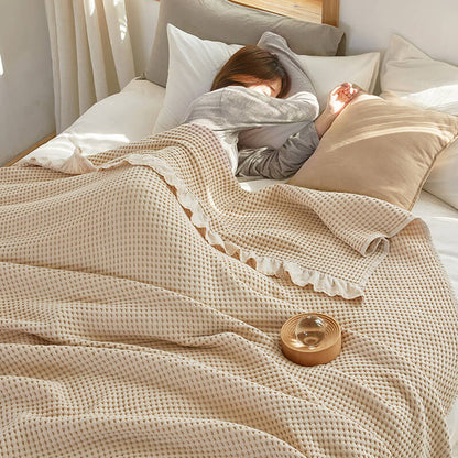 Ownkoti Waffle Weave Sofa Blanket Comfortable Quilt