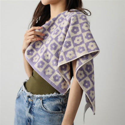 Plaid Flower Breathable Cotton Towel