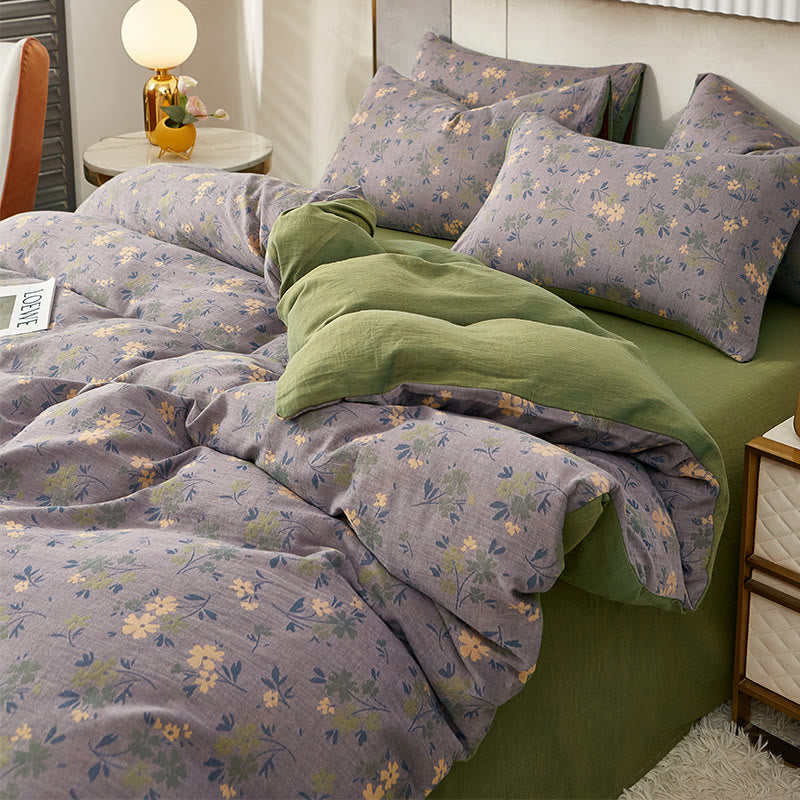 Pastoral Flower Leaf Cotton Reversible Quilt