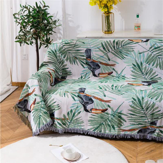Pastoral Style Leaf & Toucan Sofa Protector