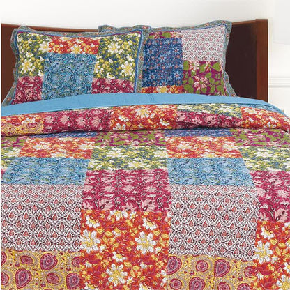 Rustic Floral Cotton Linen Quilted Bedding