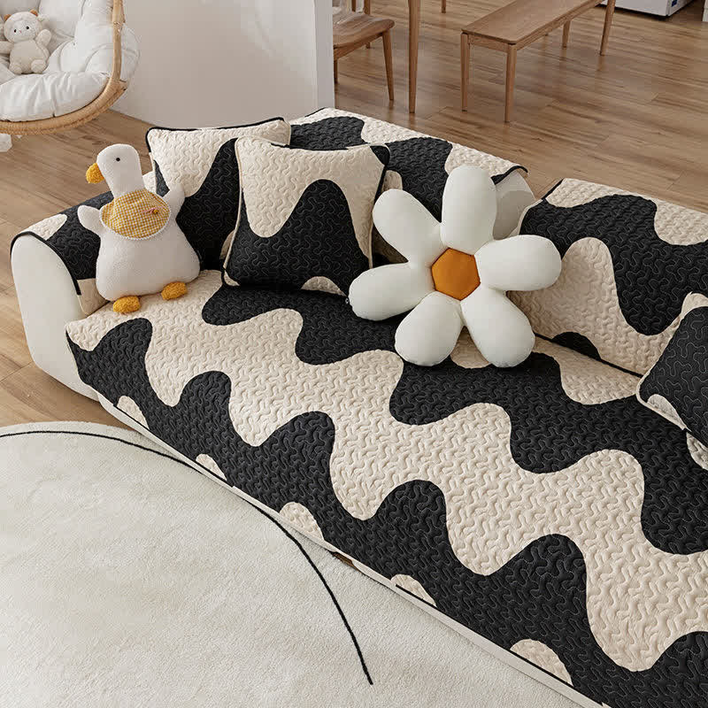 Modern Style Wavy Lines Sofa Cover