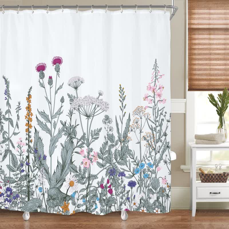 Pastoral Style Plants Waterproof Shower Curtain