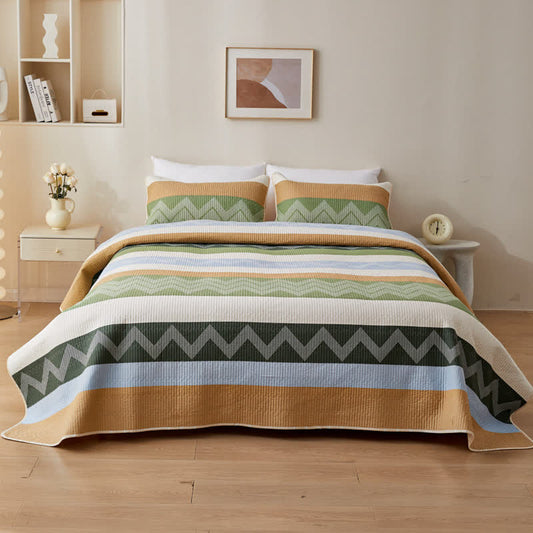 Modern Zigzag & Line Cotton Quilted Bedding