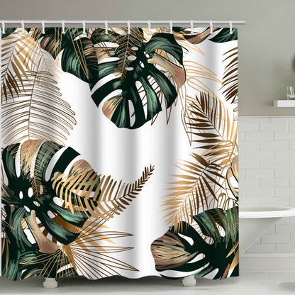 Retro Palm Leaves Waterproof Shower Curtain
