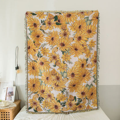 Rural Sunflower Tassel Blanket Tapestry