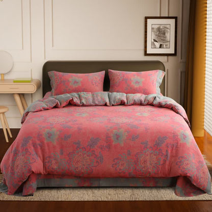 Luxurious Jacquard Floral Cotton Gauze Bedding Set(4PCS)