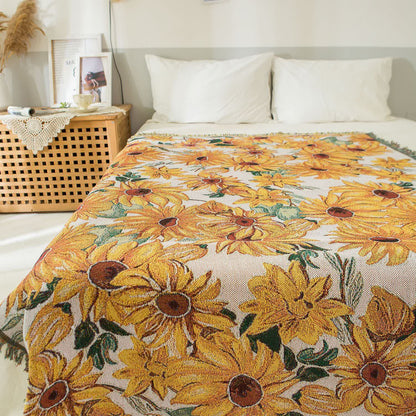 Rural Sunflower Tassel Blanket Tapestry