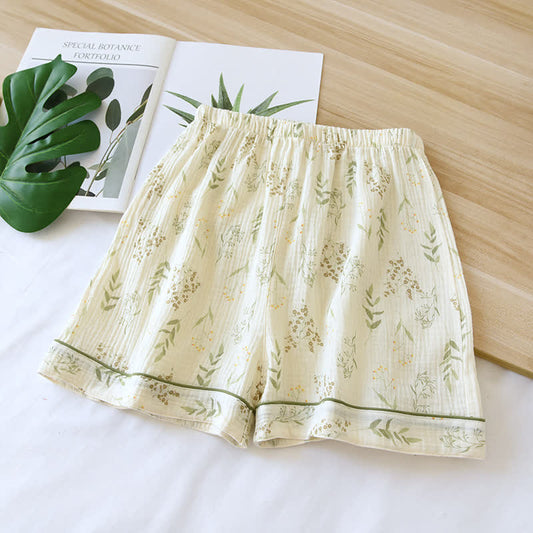 Cotton Gauze Soft Pastoral Pajama Shorts