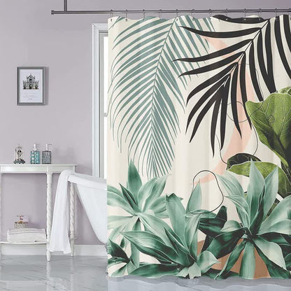 Tropical Style Leaf Decorative Shower Curtain