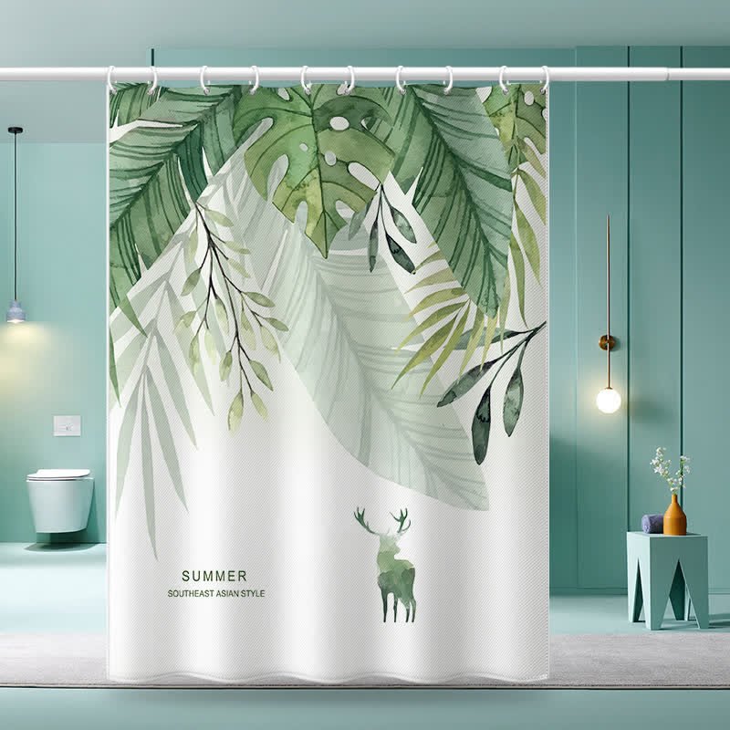 Rural Leaf & Elk Divider Shower Curtain