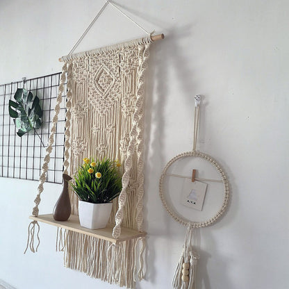 Ownkoti Hand Woven Cotton Tapestry Wall Hanging Plant Holder Home Decor