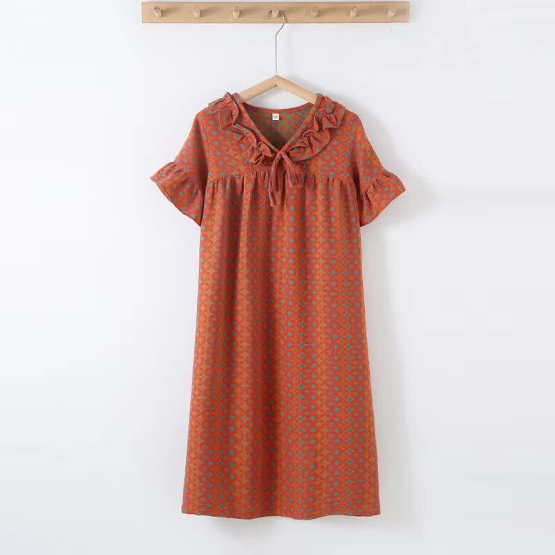 Pure Cotton Short Sleeve Summer Nightgown