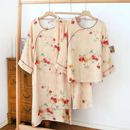 Pomegranate Flower Cotton Loungewear Set