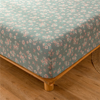 Floral Double Layer Cotton Gauze Fitted Sheet