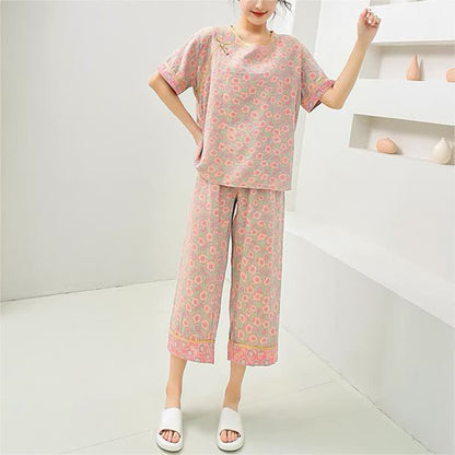 Pure Cotton Short Sleeve Floral Pajama Set