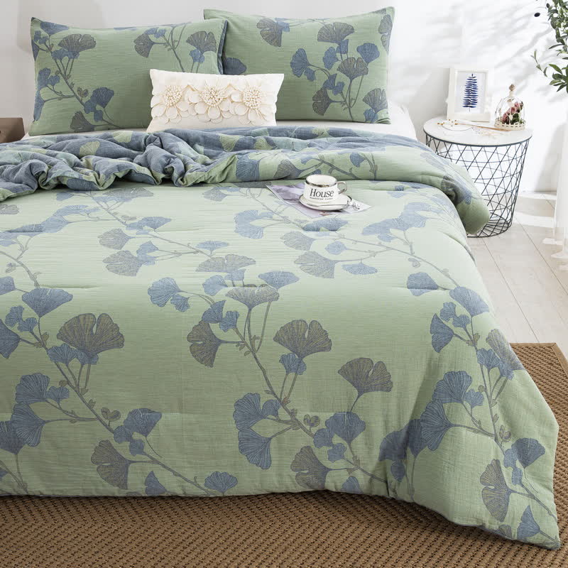 Rustic Ginkgo Leaf Cotton Gauze Bedding