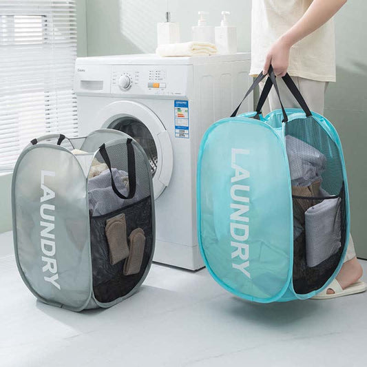 Foldable Laundry Basket with Side Pocket