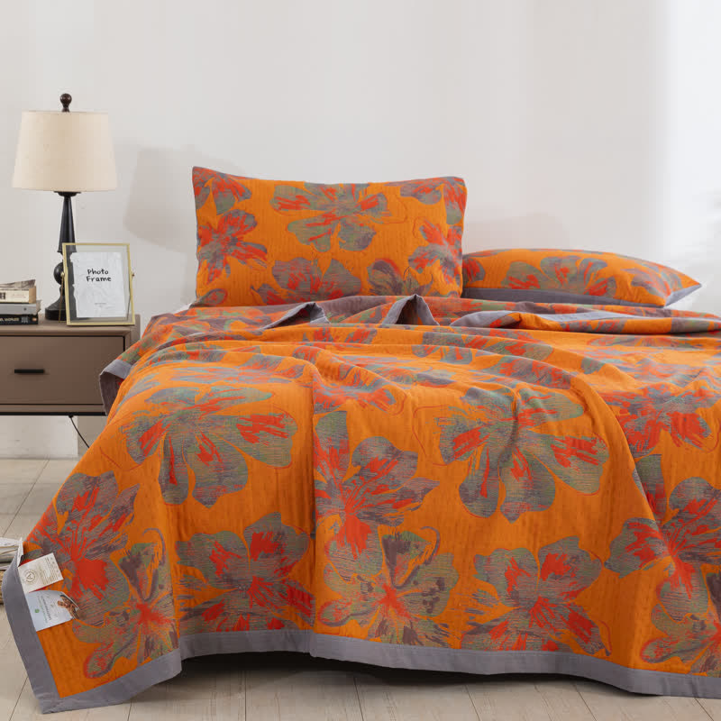 Jacquard Cotton Gauze Reversible Floral Quilt – ownkoti