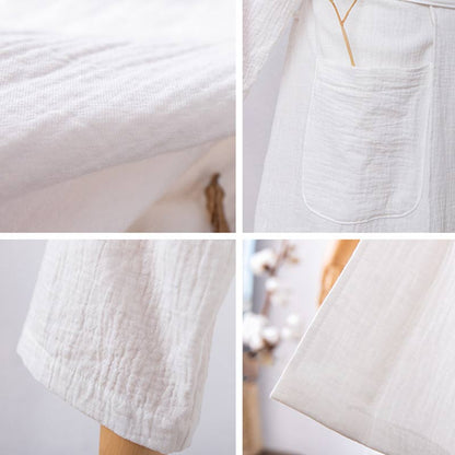Ownkoti Soft Long Sleeve V-Neck Bathrobe with Pockets