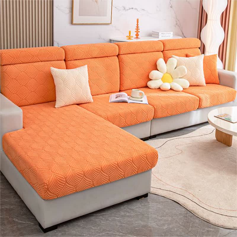 Solid Color Jacquard Leaf Texture Sofa Cover